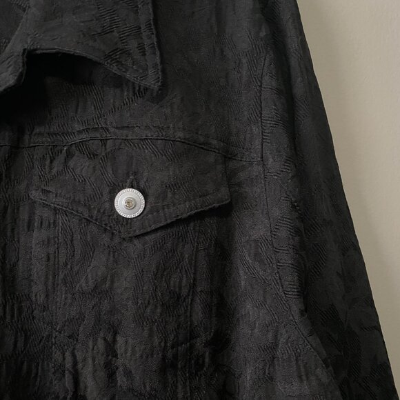 Christine Alexander Cotton Blend Rhinestone Button Black Textured Jacket - Picture 6 of 15